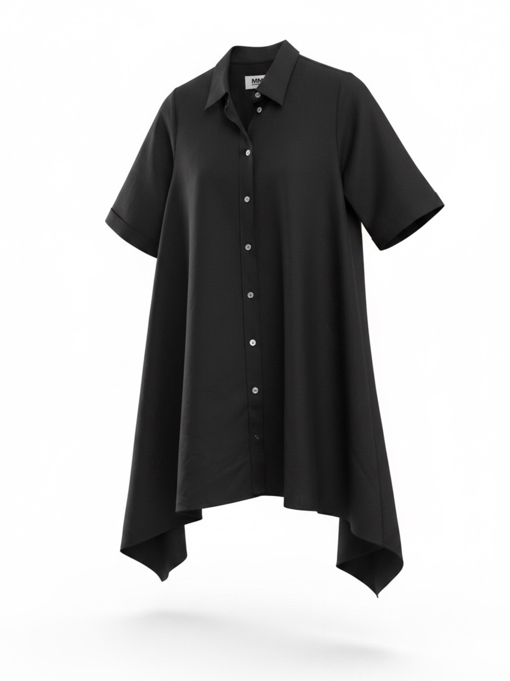 MM6 MAISON MARTIN MARGIELA Button-Down Midi Shirt Dress Asymmetric Cotton Linen